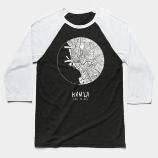 Manila, Philippines City Map - Full Moon Baseball T-Shirt